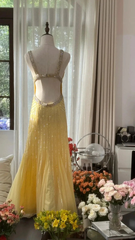 Gorgeous Shiny Fashion Elegant Exquisite Beaded Long simple gentle atmospheric and unique desi Bring summer colors to enhance whiteness by YiHuiw