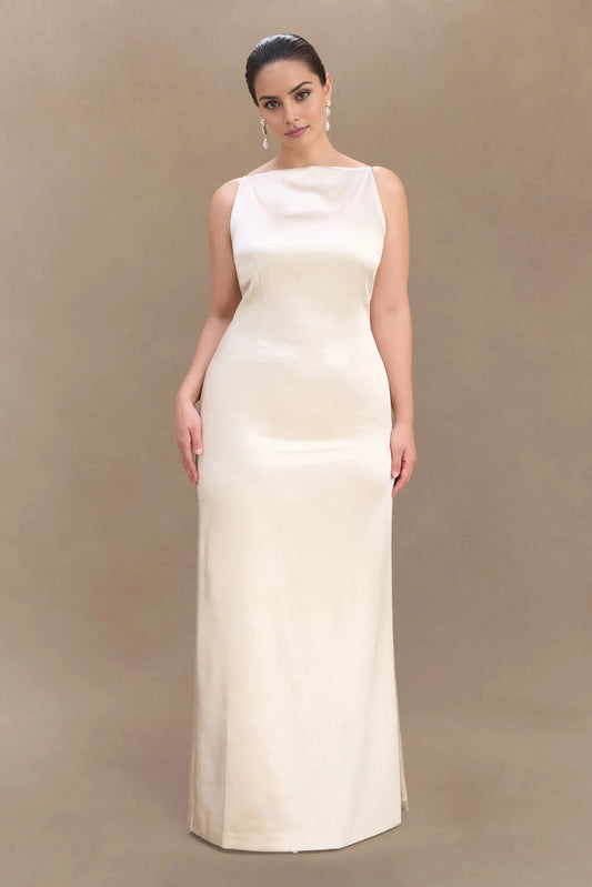 Graceful Plus Size Sheath Boat Neck Sleeveless Back Zipper Floor Length Prom Dress by YiHuiw