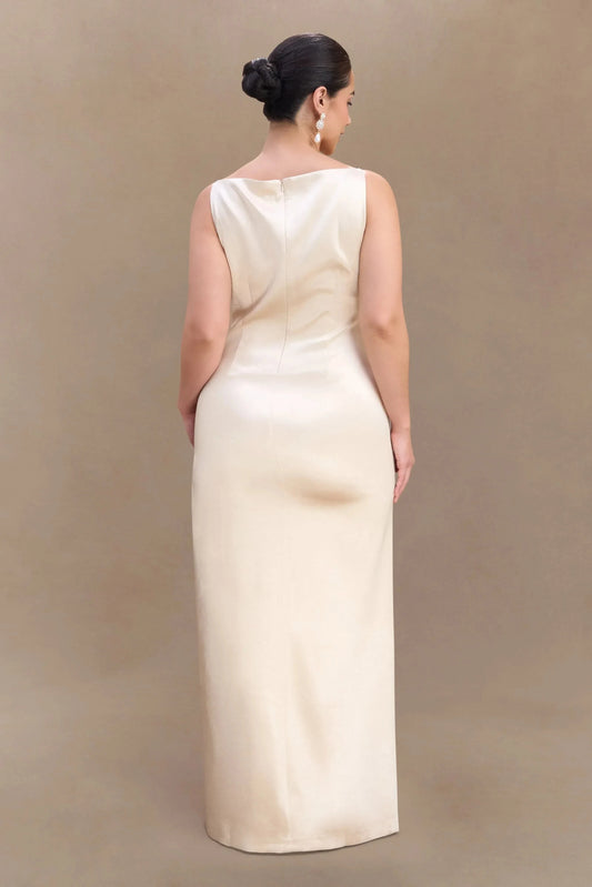 Graceful Plus Size Sheath Boat Neck Sleeveless Back Zipper Floor Length Prom Dress by YiHuiw