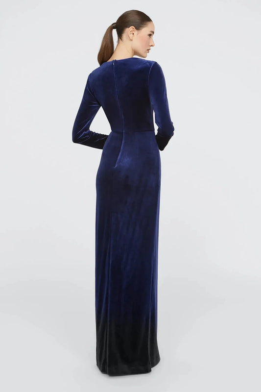 Graceful Sheath Square Neck Long Sleeve Beaded Back Floor Length Prom Dress by YiHuiw