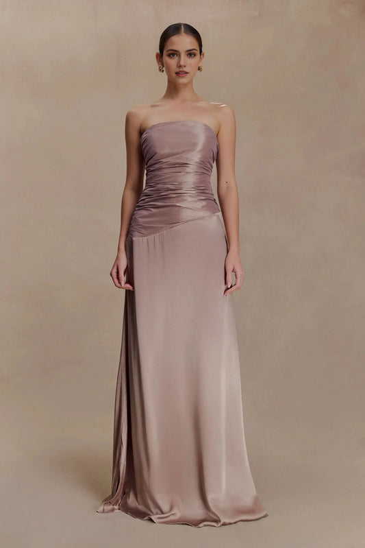 Graceful Sheath Strapless Sleeveless Lace Up Back Floor Length Prom Dress by YiHuiw
