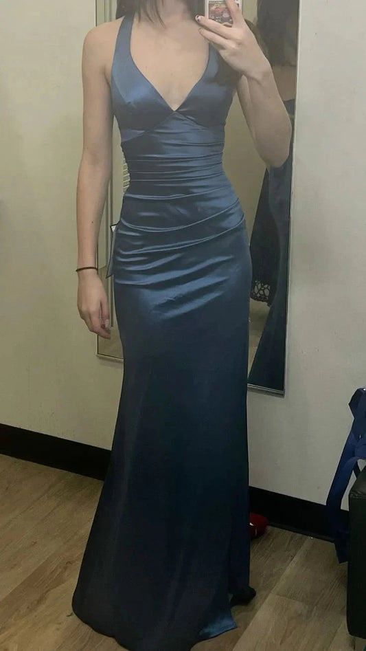 Green Satin Prom Dress Mermaid Formal Party Dresses simple gentle atmospheric and unique desi Bring summer colors to enhance whiteness by YiHuiw