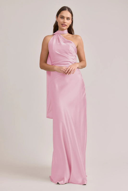 Mermaid Halter Satin Open Back Ruched Wedding Dress - Yihuiw by Yihuiw