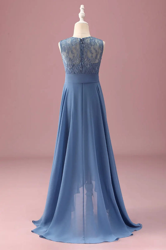 A-Line High Neck Lace Sleeveless Ruffled Wedding Dress - Yihuiw by Yihuiw