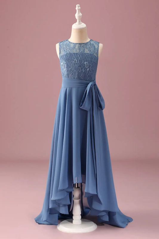 A-Line High Neck Lace Sleeveless Ruffled Wedding Dress - Yihuiw by Yihuiw