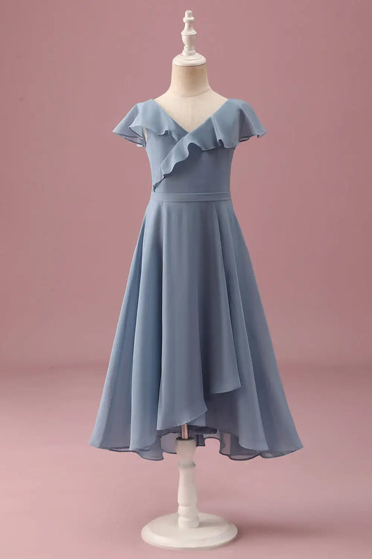 A-Line V-Neck Wrap Mini Wedding Dress - Yihuiw by Yihuiw