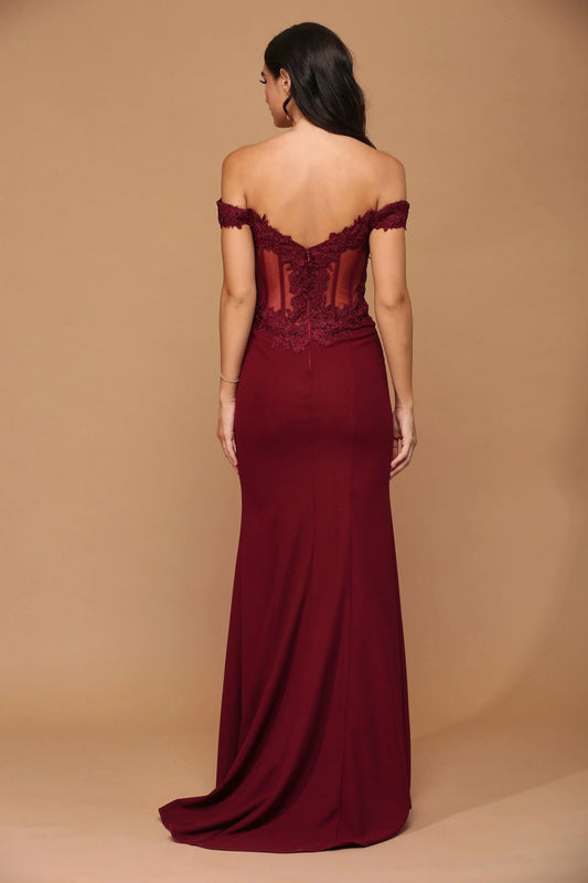 Lace-Embellished Mermaid Sweetheart Off Shoulder Illusion Back Train Floor Length Prom Dress by YiHuiw