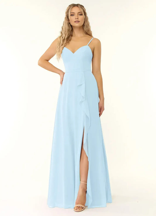 Light Blue A-Line Sweetheart High Slit Floor-Length Wedding Dress - Yihuiw by Yihuiw