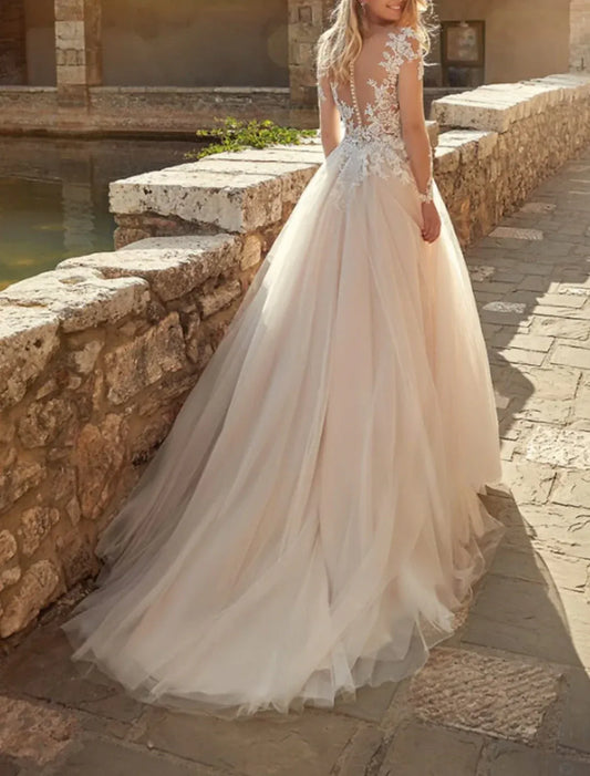 Illusion Tulle Wedding Dress - Yihuiw by Yihuiw