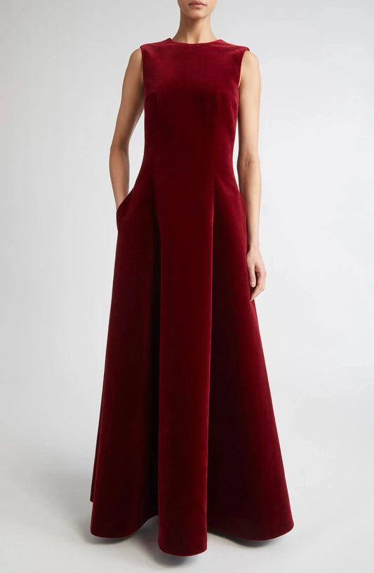 Luxe A-Line Crew Neck Sleeveless Scoop Back Floor Length For Sale Prom Dress by YiHuiw