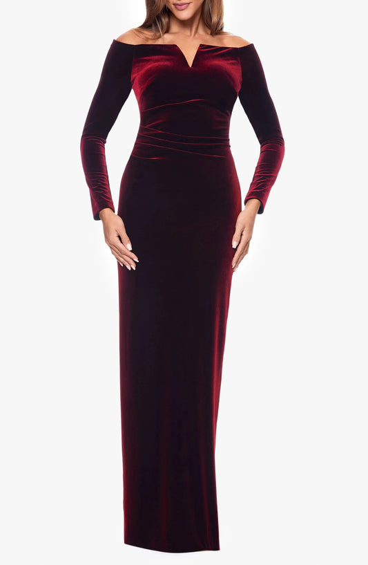 Luxe Sheath Off-the-Shoulder Long Sleeve Ruched Back Floor Length Prom Dress by YiHuiw