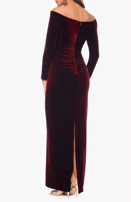 Luxe Sheath Off-the-Shoulder Long Sleeve Ruched Back Floor Length Prom Dress by YiHuiw