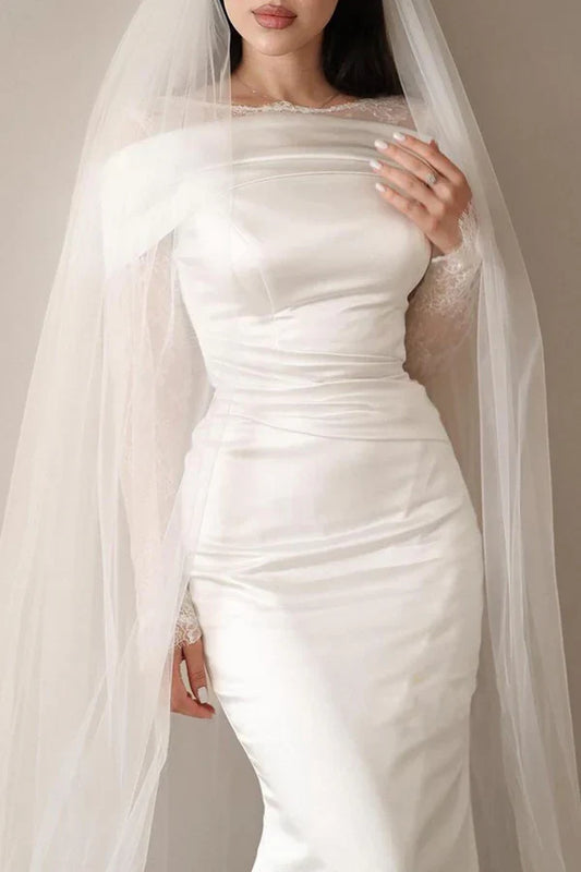 Mermaid Off-Shoulder Lace Floor-Length Wedding Dress - Yihuiw by Yihuiw