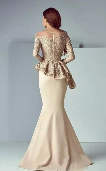 Mermaid Satin Long Sleeve Ruffled Floor-Length Dress - Yihuiw by Yihuiw