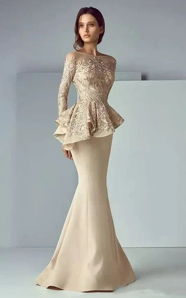 Mermaid Satin Long Sleeve Ruffled Floor-Length Dress - Yihuiw by Yihuiw