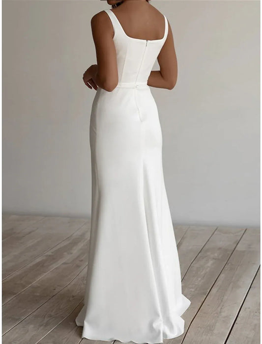 Mermaid Square Neck Floor-Length Wedding Dress - Yihuiw by Yihuiw