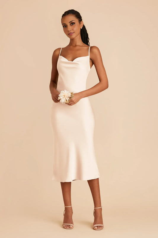 Spaghetti Strap Midi Wedding Dress - Yihuiw by Yihuiw