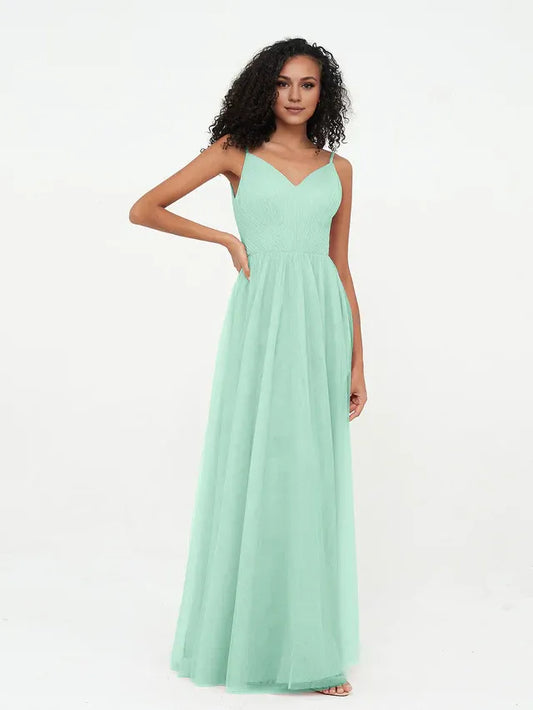 Empire Waist Spaghetti Strap Tulle Wedding Dress - Yihuiw by Yihuiw