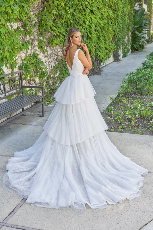 Mermaid Square Neck Satin Ruffled Wedding Dress - Yihuiw by Yihuiw