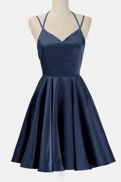 Navy Blue Short Prom Dress Juniors Homecoming Dresses simple gentle atmospheric and unique desi Bring summer colors to enhance whiteness by YiHuiw
