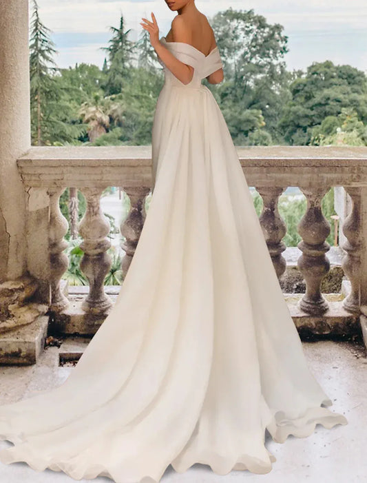 Mermaid Satin High Slit Wedding Dress - Yihuiw by Yihuiw