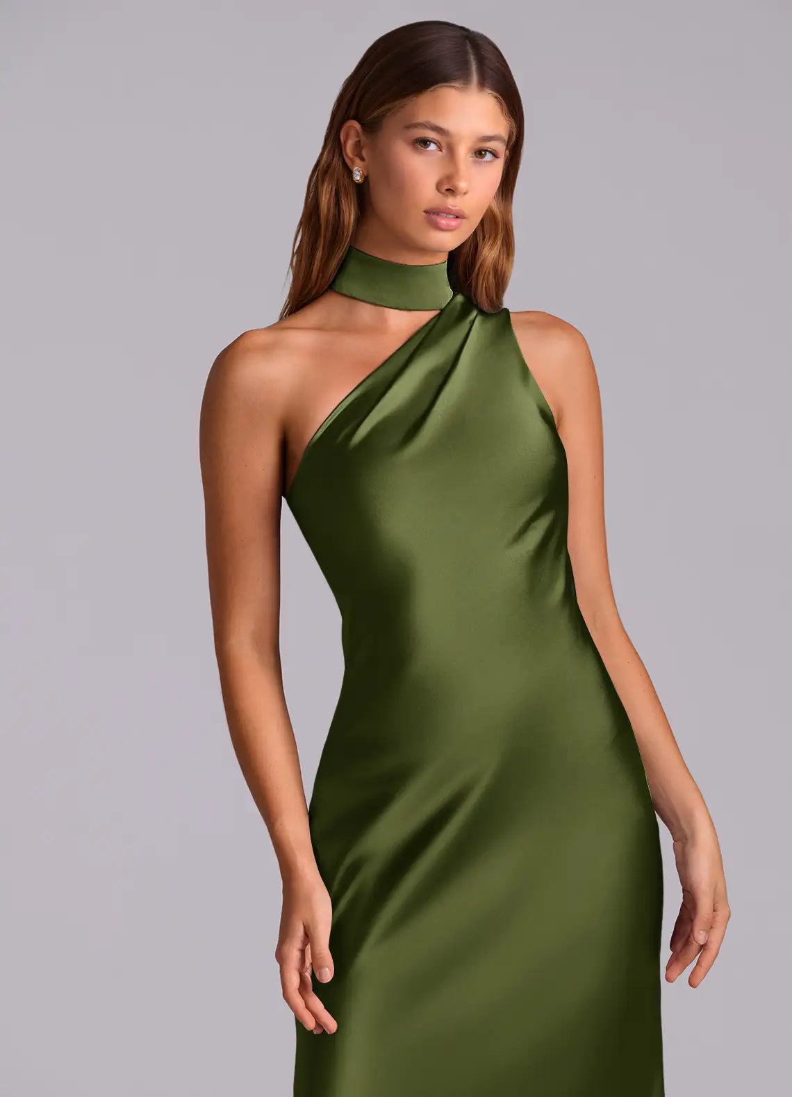 Mermaid Halter Satin Draped Floor-Length Wedding Dress - Yihuiw by Yihuiw