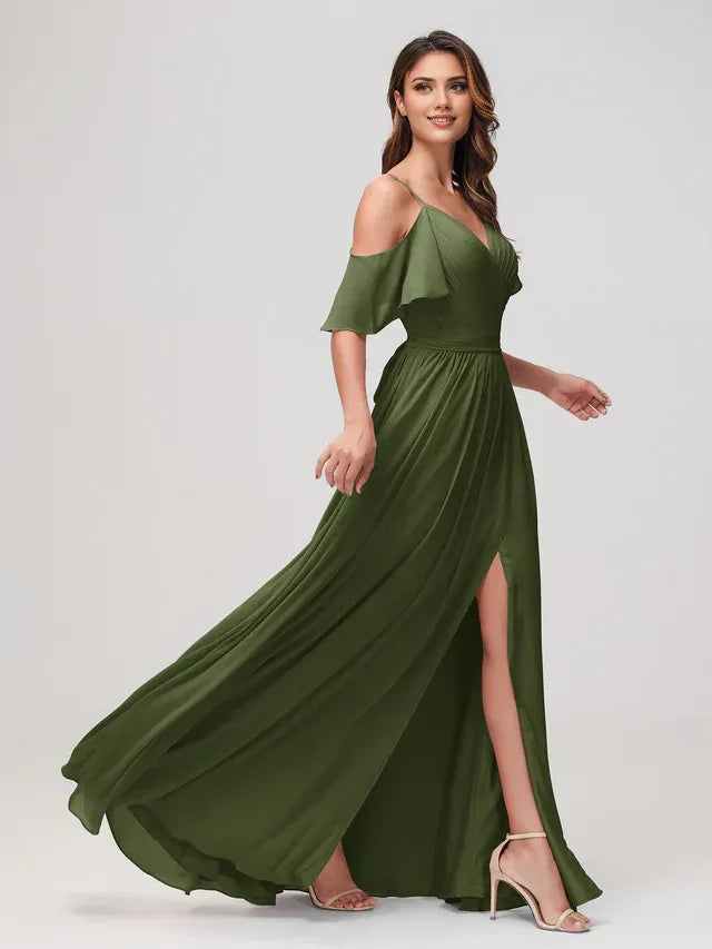 Chiffon High Slit Wedding Dress - Yihuiw by Yihuiw