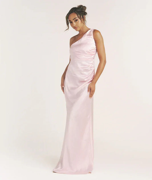 Mermaid One-Shoulder Satin Ruched Wedding Dress - Yihuiw by Yihuiw