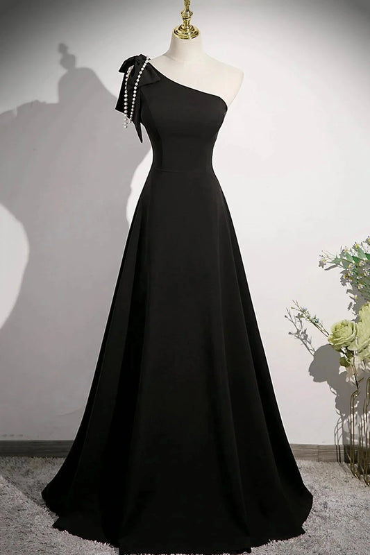 One Shoulder Long Prom Dress A-Line Evening Party Dress simple gentle atmospheric and unique desi Brin by YiHuiw