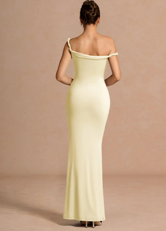 Yellow Mermaid Off-Shoulder Floor-Length Wedding Dress - Yihuiw by Yihuiw