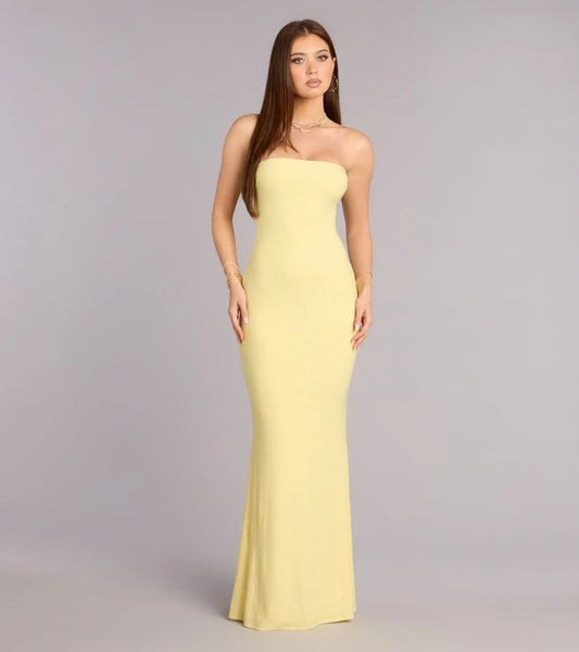 Yellow Mermaid Strapless Cutout Floor-Length Wedding Dress - Yihuiw by Yihuiw