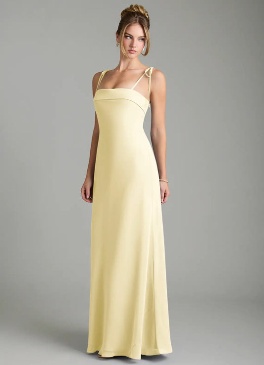Yellow Mermaid Spaghetti Strap Satin Floor-Length Wedding Dress - Yihuiw by Yihuiw