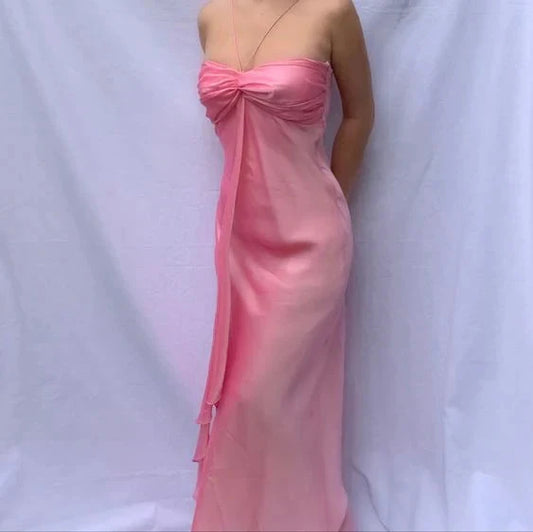 Pink Sheath Long Prom Dresses Sweet Formal Party Dress simple gentle atmospheric and unique desi Bring summer colors to enhance whiteness by YiHuiw