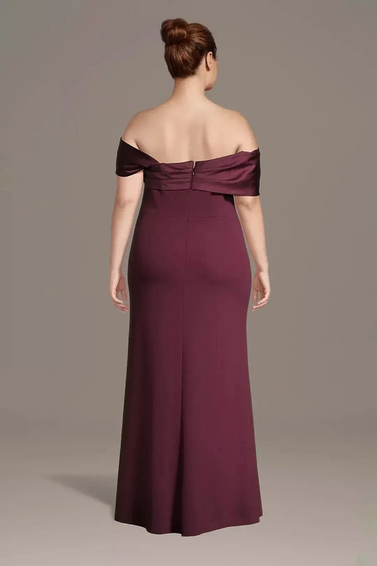 Plus Size Stunning Mermaid Off Shoulder Sleeveless Bow Back Floor Length Mother of the Bride Dress by YiHuiw
