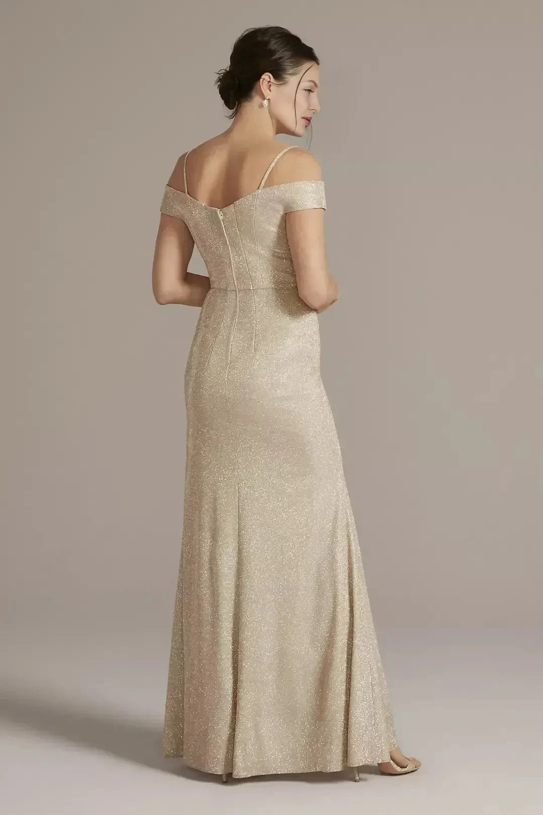 Radiant Mermaid Off Shoulder Short Sleeve Zipper Back Floor Length Mother of the Bride Dress by YiHuiw