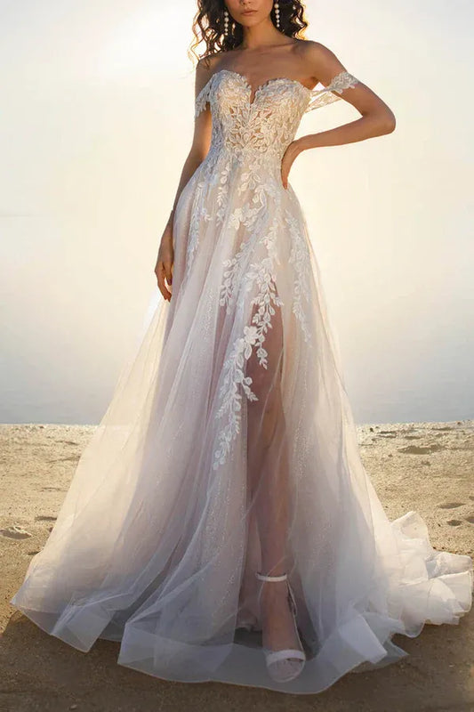 A-Line Sweetheart Floor-Length Wedding Dress - Yihuiw by Yihuiw