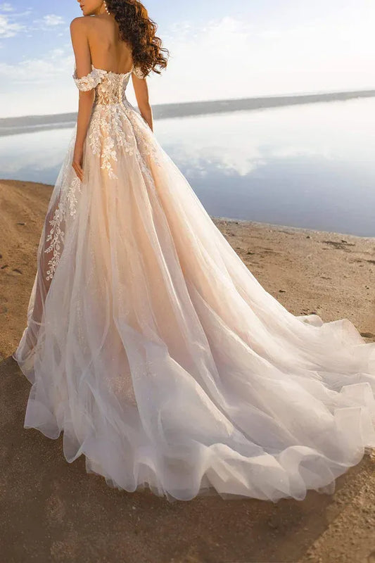 A-Line Sweetheart Floor-Length Wedding Dress - Yihuiw by Yihuiw