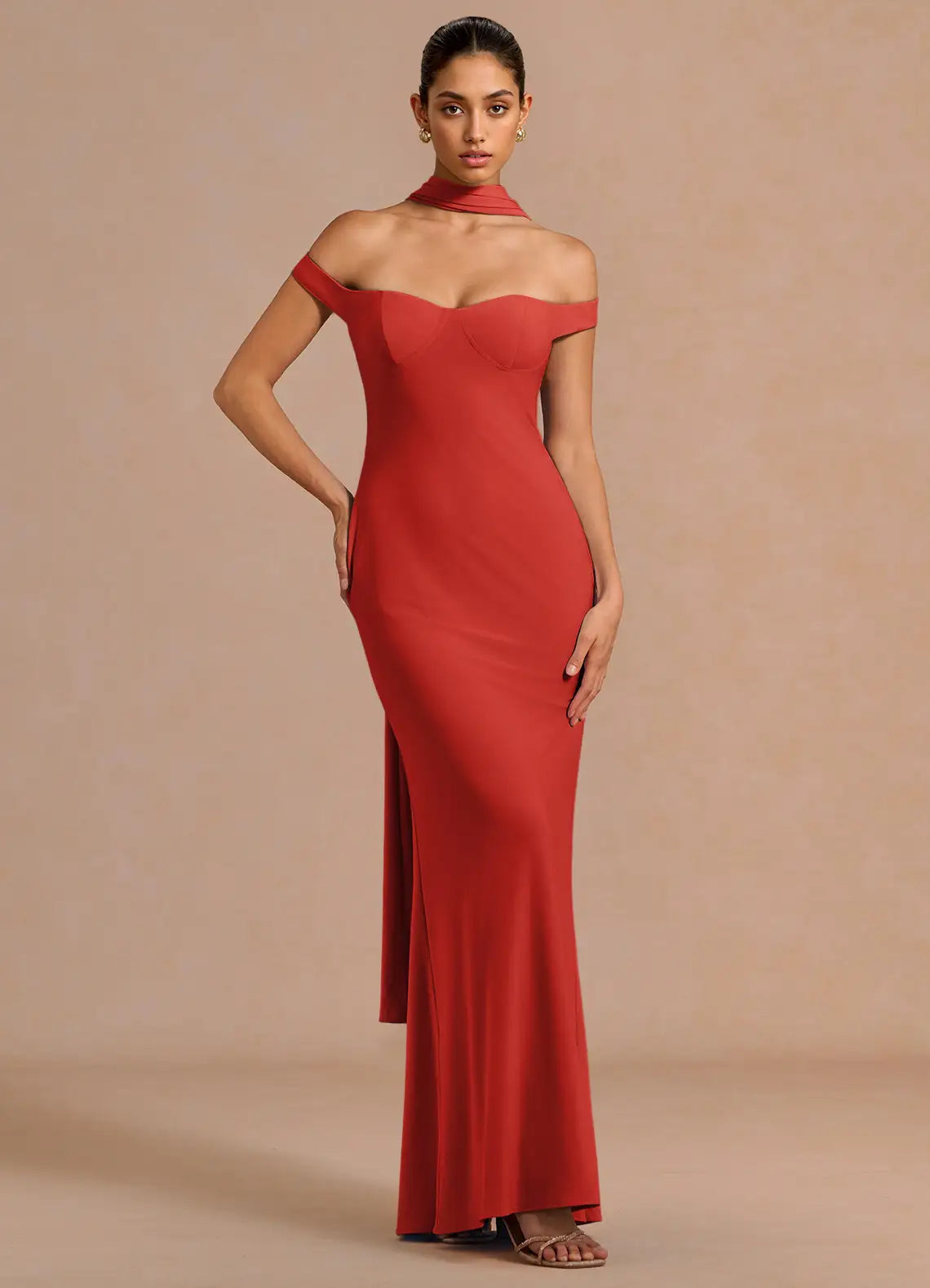 Red Mermaid Halter Floor-Length Formal Dress - Yihuiw by Yihuiw