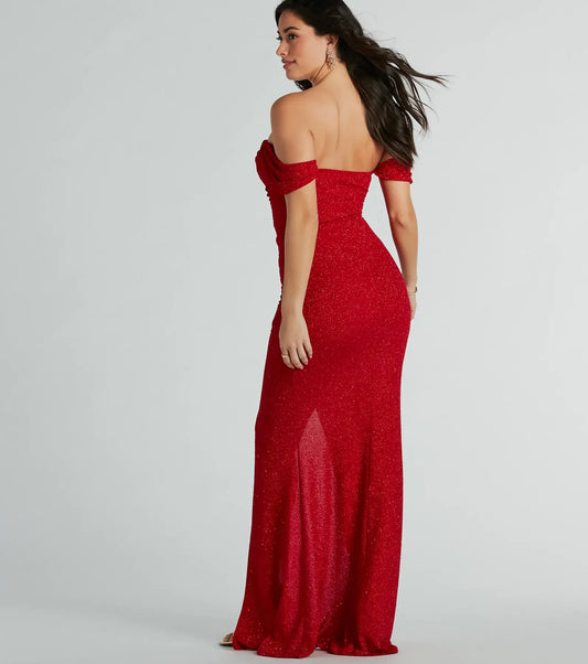 Red Mermaid High Slit Floor-Length Wedding Dress - Yihuiw by Yihuiw