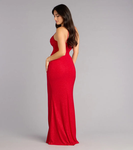 Red Mermaid Spaghetti Strap High Slit Floor-Length Wedding Dress - Yihuiw by Yihuiw