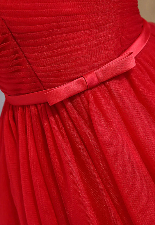 Red Tulle Short Prom Dresses,A-Line Semi Formal Dress simple gentle atmospheric and unique desi Bring summer colors to enhance whiteness by YiHuiw