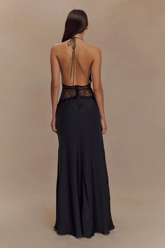 Refined Mermaid Halter Neck Sleeveless Lace Back Floor Length Prom Dress by YiHuiw