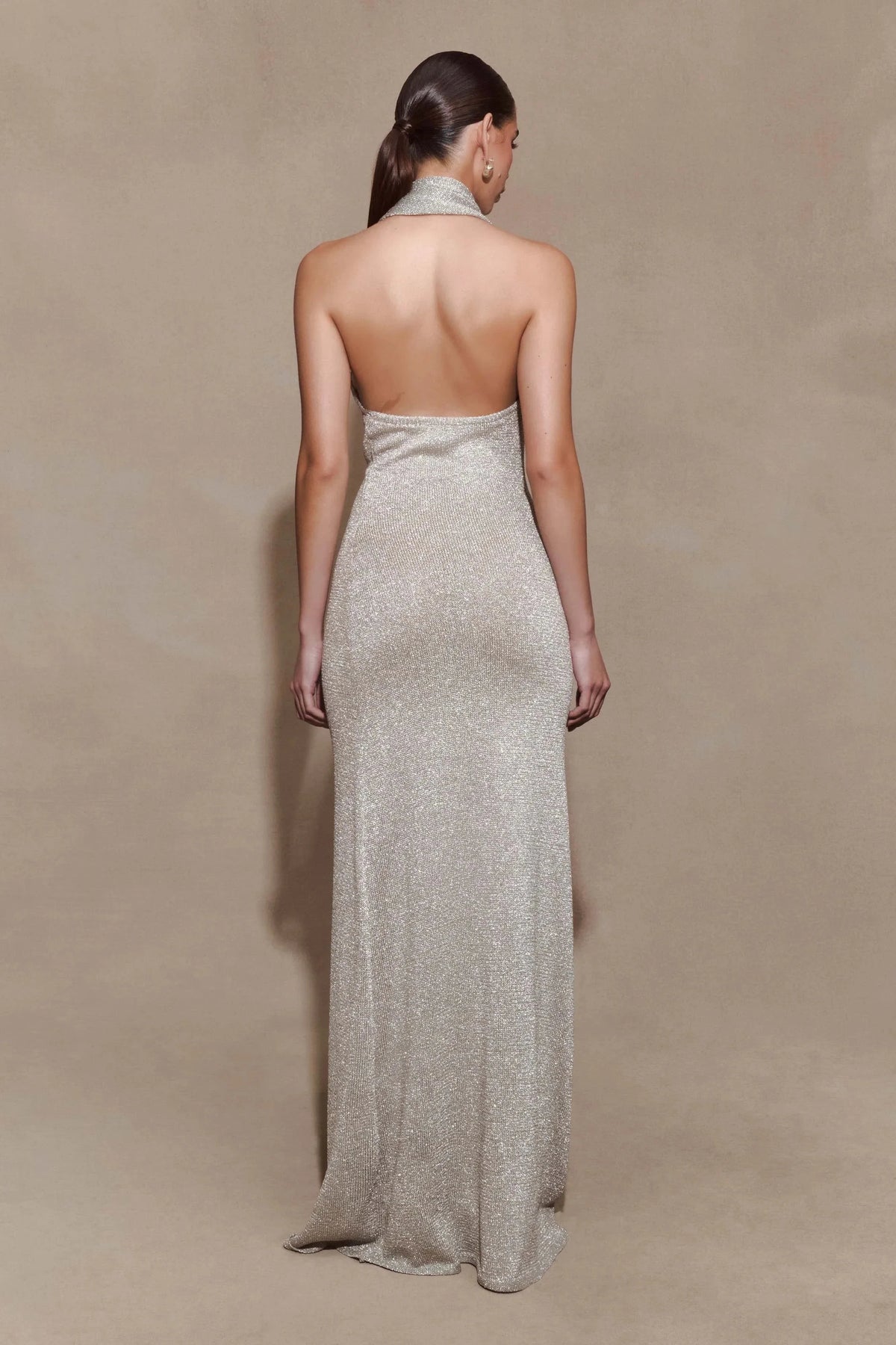 Refined Sheath Halter Neck Sleeveless Open Back Floor Length Prom Dress by YiHuiw