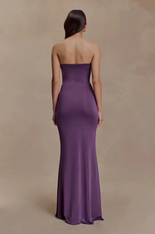Refined Off the Shoulder Neck Satin Sleeveless Strapless Ruched Mermaid Floor-Length Evening Dress by YiHuiw