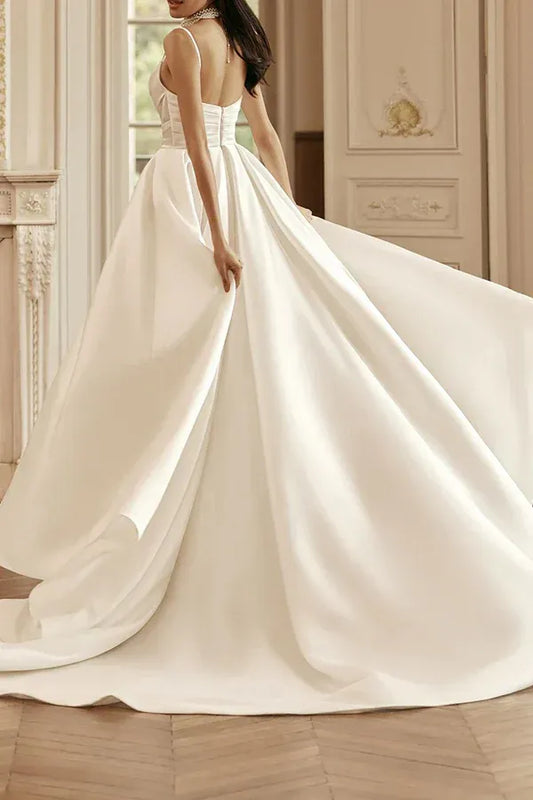 A-Line Sweetheart Floor-Length Wedding Dress - Yihuiw by Yihuiw