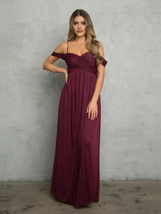 Romantic A-Line Off Shoulder Short Sleeve Zipper Back Floor Length Prom Dress by YiHuiw