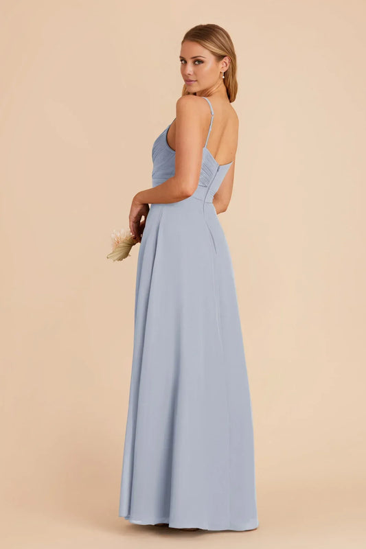 A-Line V-Neck Pleated Floor-Length Wedding Dress - Yihuiw by Yihuiw