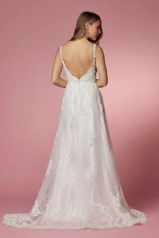 Romantic A-Line Plunging V Neck Spaghetti Strap Deep V Back Floor Length Prom Dress by YiHuiw