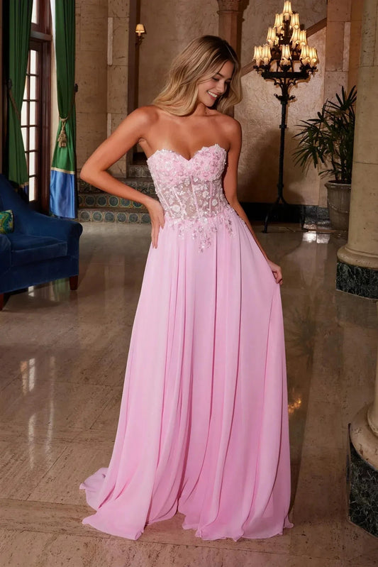 Romantic A-Line Sweetheart Sleeveless Lace Up Back Floor Length Prom Dress by YiHuiw