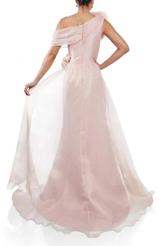 Romantic Mermaid One-Shoulder Sleeveless Zipper Back Train Floor Length Prom Dress by YiHuiw